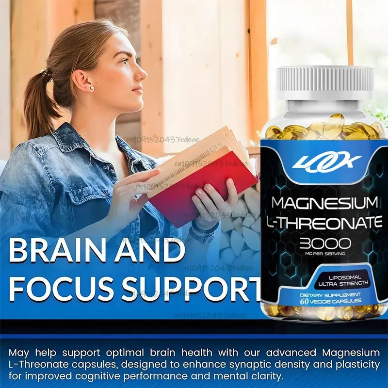 

L-Threonate Magnesium Supplemental Capsules 3000mg High Absorption Liposomes for Brain, Sleep Support, Energy 60 Capsules