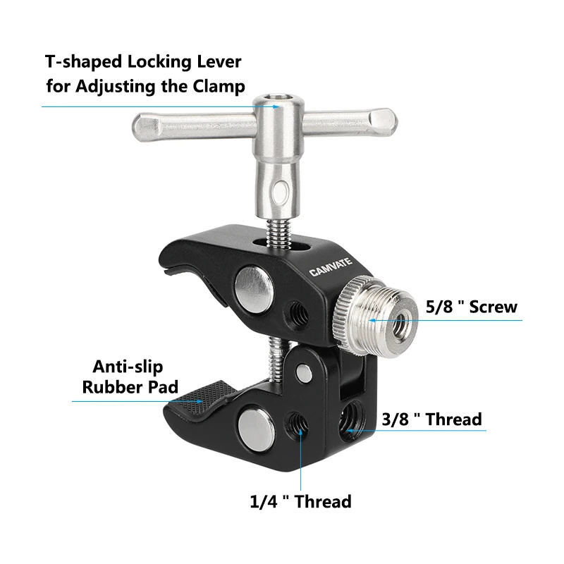 Hdrig Super Crab Clamp mit 5/8 "-27 Gewinde adapter für Mikrofone (2er Pack)