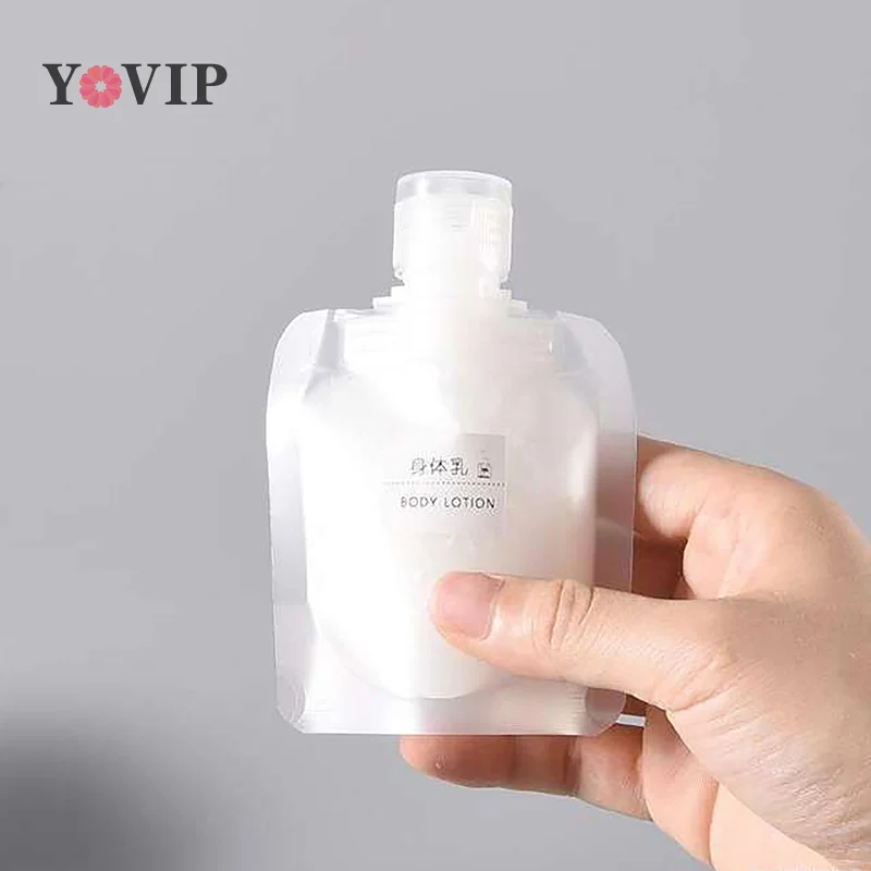 Saco de embalagem transparente Clamshell Plastic Stand Up Spout Pouch, Loção de viagem portátil Shampoo Fluid Makeup Packing Bag, 1Pc