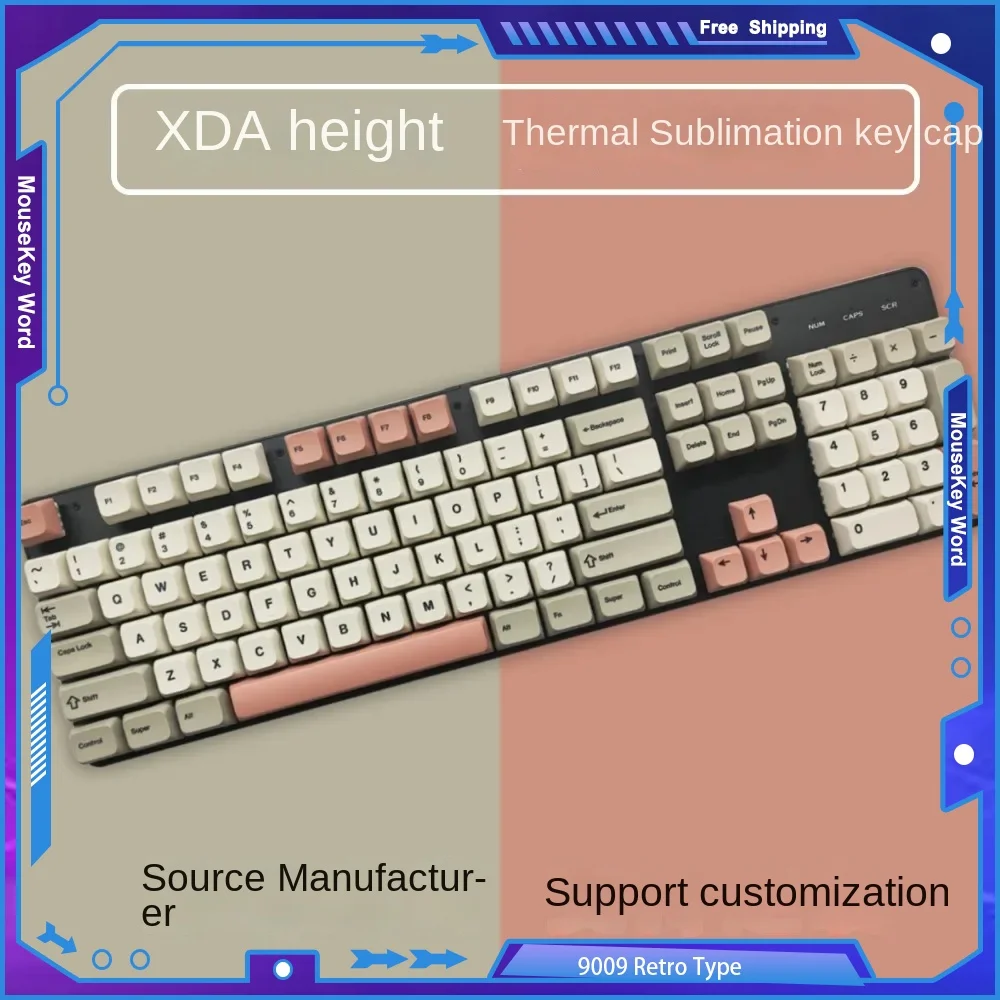 9009 Retro Type Key Cap XDA PBT Thermal Sublimation 138Keys Korea Japanese Russian Thai Word Root for Customized Keyboard Parts