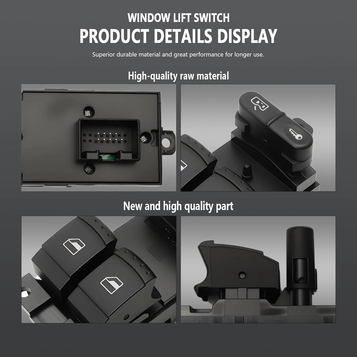 NEW 1J4959857A 1J4959857B Master Power Window Switch Compatible with V-W Golf MK4 Seat Skoda Octavia MK1 Fabia Bora