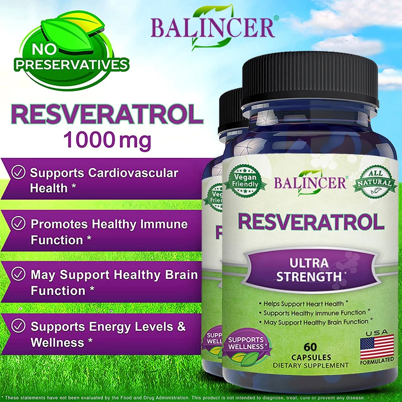 Balincer Resveratrol Antioxidant Supplement-Ondersteunt De Immuun-En Hersenfunctie, Cardiovasculaire Gezondheid En Energieniveaus