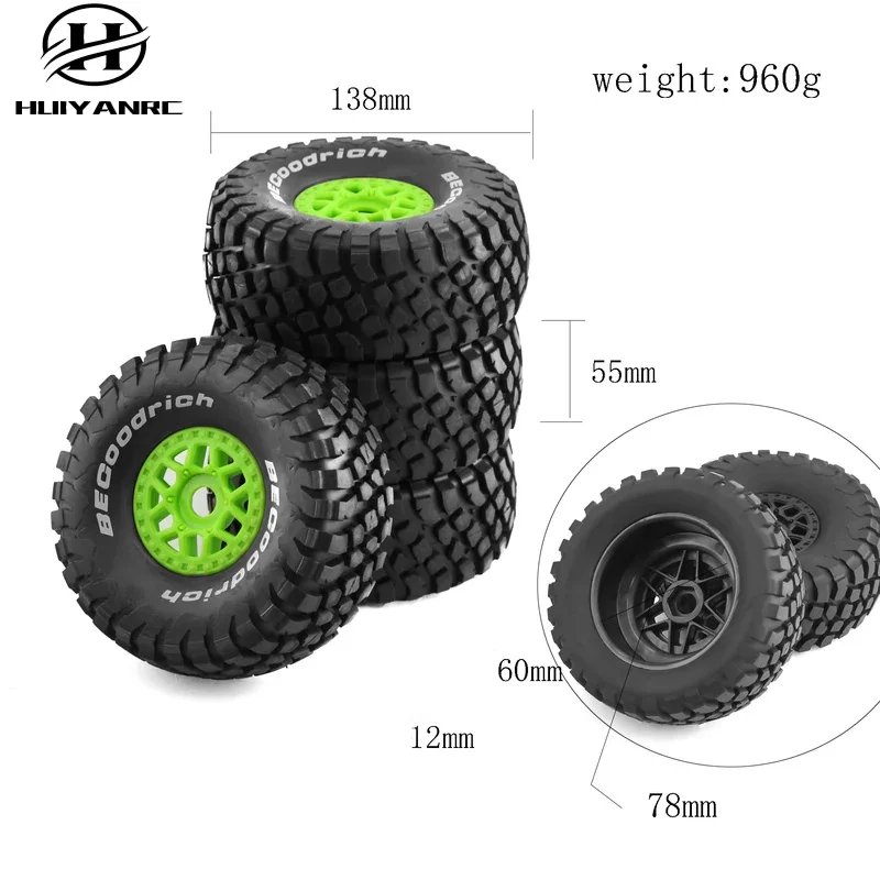 4 قطعة 1/8 1/7 RC إطارات وعجلات الشاحنات ذات الدورة القصيرة لجميع التضاريس لـ HSP TRAXXAS UDR DF7 FS Atom ARRMA Mojave YK4072 DF7 #4