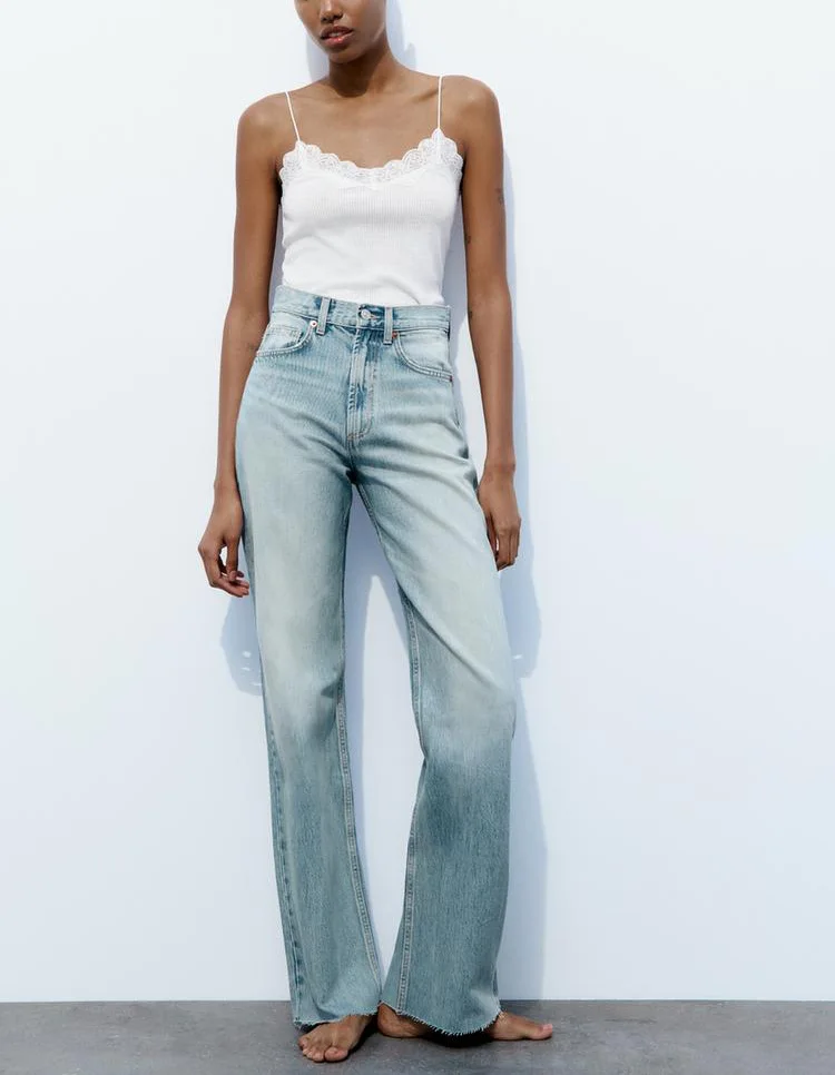 Hoge Taille Wijde Pijpen Jeans Loose Fit Boyfriend Sle Nieuwe Collectie Dames Faion Casual Afslankende Denim Broek Lente 2024