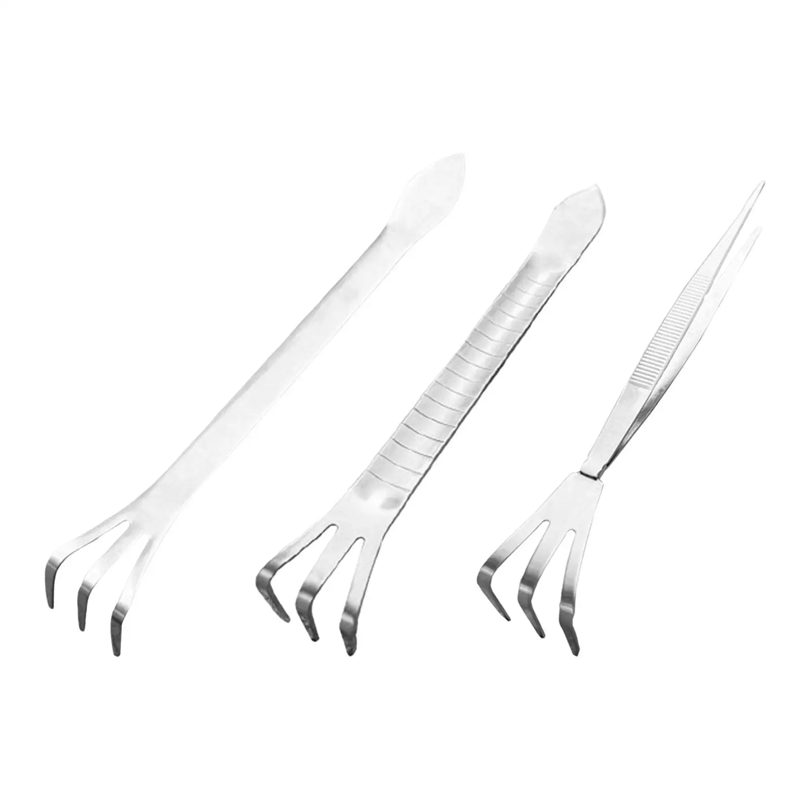 3 Prong Rake Pick Set Remover Cultivation Fork Stainless Steel for