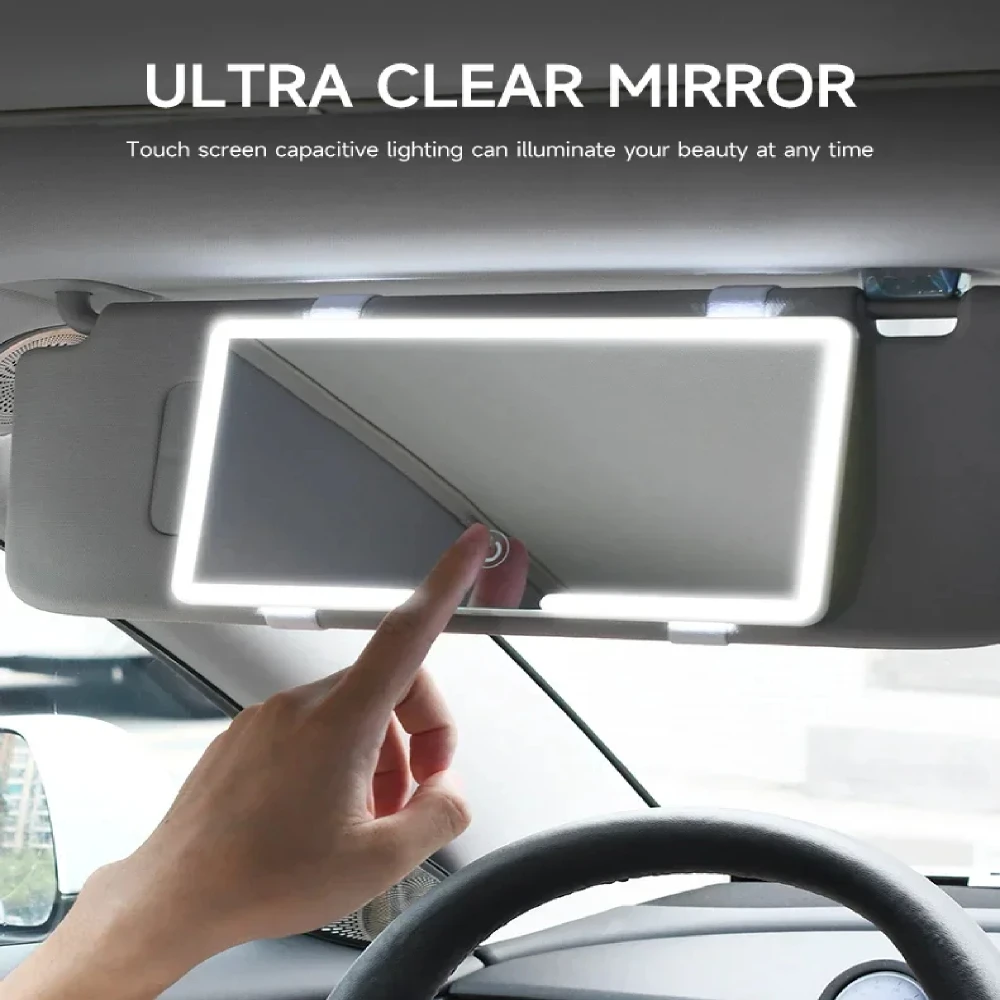 

Car Interior Mirrors Sun Visor Makeup Mirror LED Touch Screen Adjustable Brightness Charging Auto Vanity Mirror Car Accessories