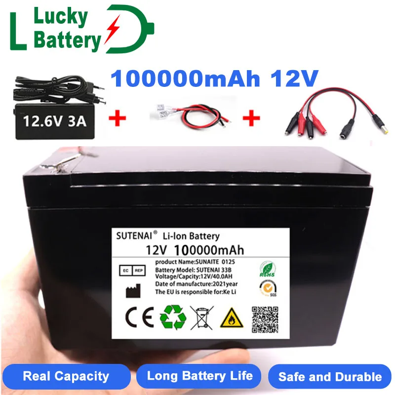 Lucky Li Ion 18650 Battery Electric Vehicle Lithium Battery Pack  9V- 12V 50Ah 100Ah Built-in BMS 30A High Current