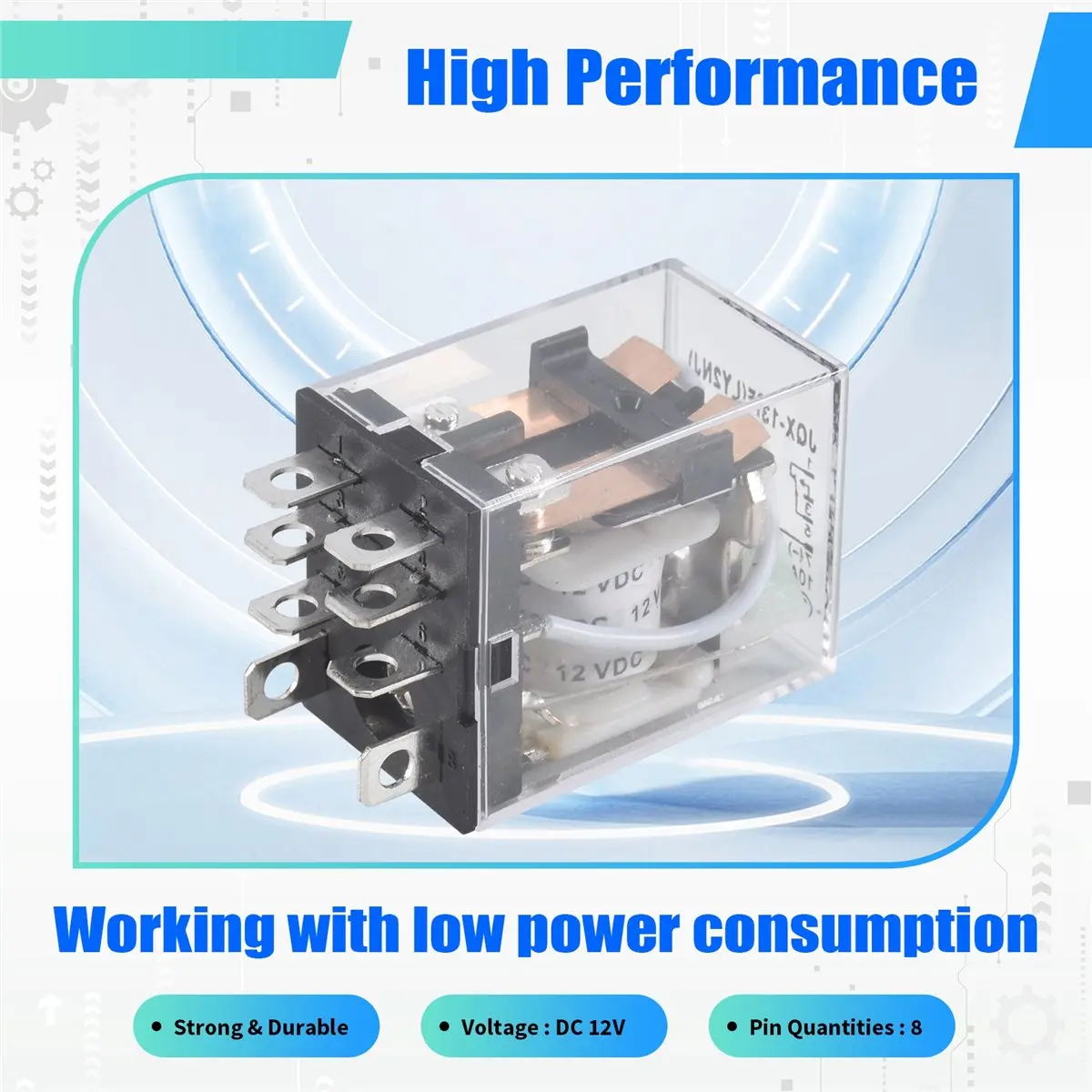 AAAE JQX-13F LY2 DC 12V Coil 8-Pin DPDT Green LED Electromagnetic Relay