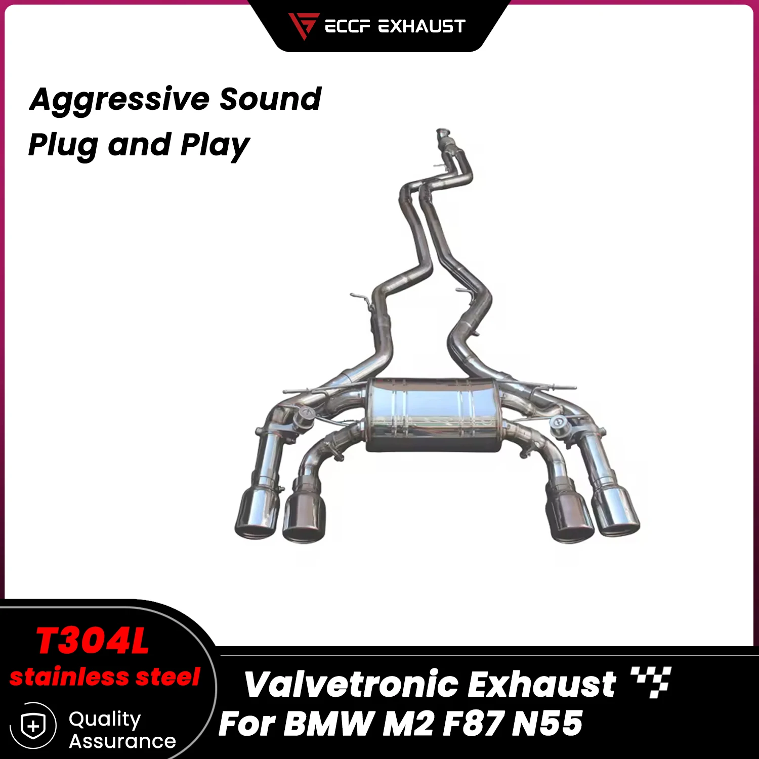 

Pneumatic Valve Stainless Steel Catback Exhaust for BMW M2 F87 N55 Freely Adjustable Sound Control Easy Installation