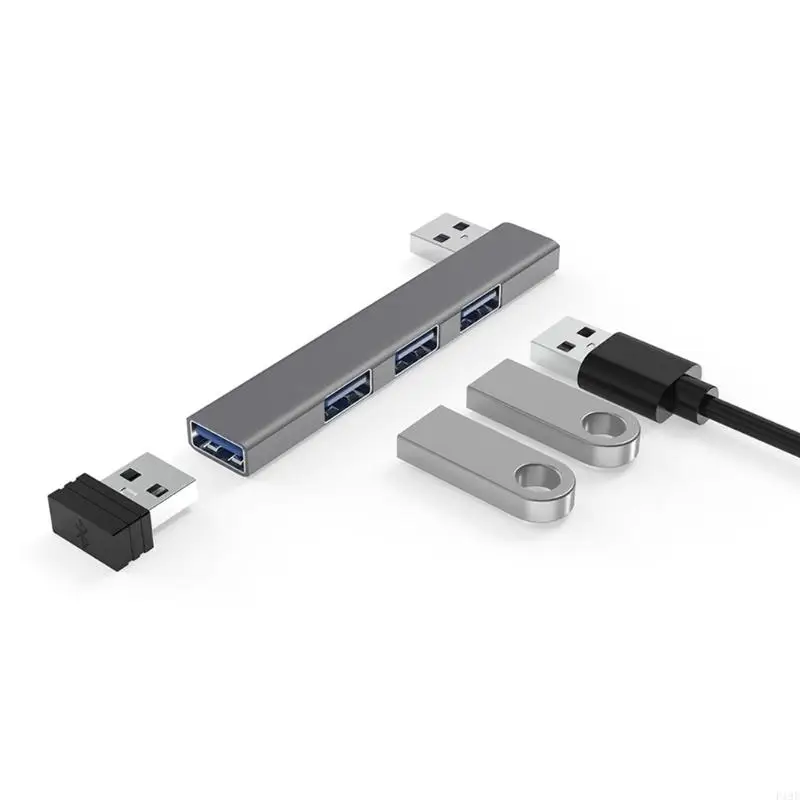 공간 절약 직각 알루미늄 USB 허브 4 포트 USB3.0 유형 C 고속 데이터 전송 금속 구조 플러그 앤 플레이 F19E