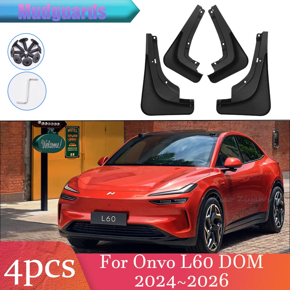 

For Onvo L60 DOM 2024~2026 2025 PP Car Wheel Mudguard Flaps Mud Skin Cover Guards Fenders Splash Parts Protect Accessories 4PCS