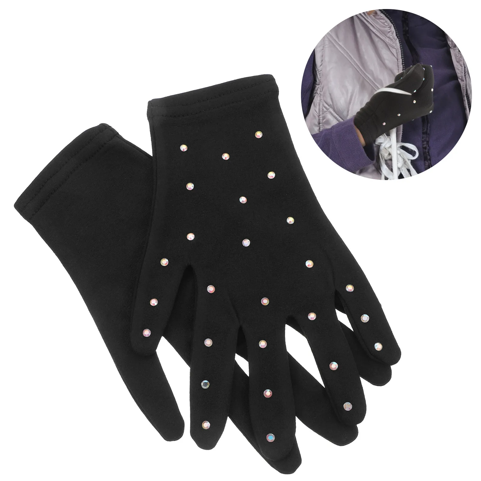 

1 пара высококачественных перчаток для катания на коньках, изысканное исполнение, эластичный дизайн, совместимость с сенсорными экранами, для повседневного использования, для девочек, для вечеринок, для сцены