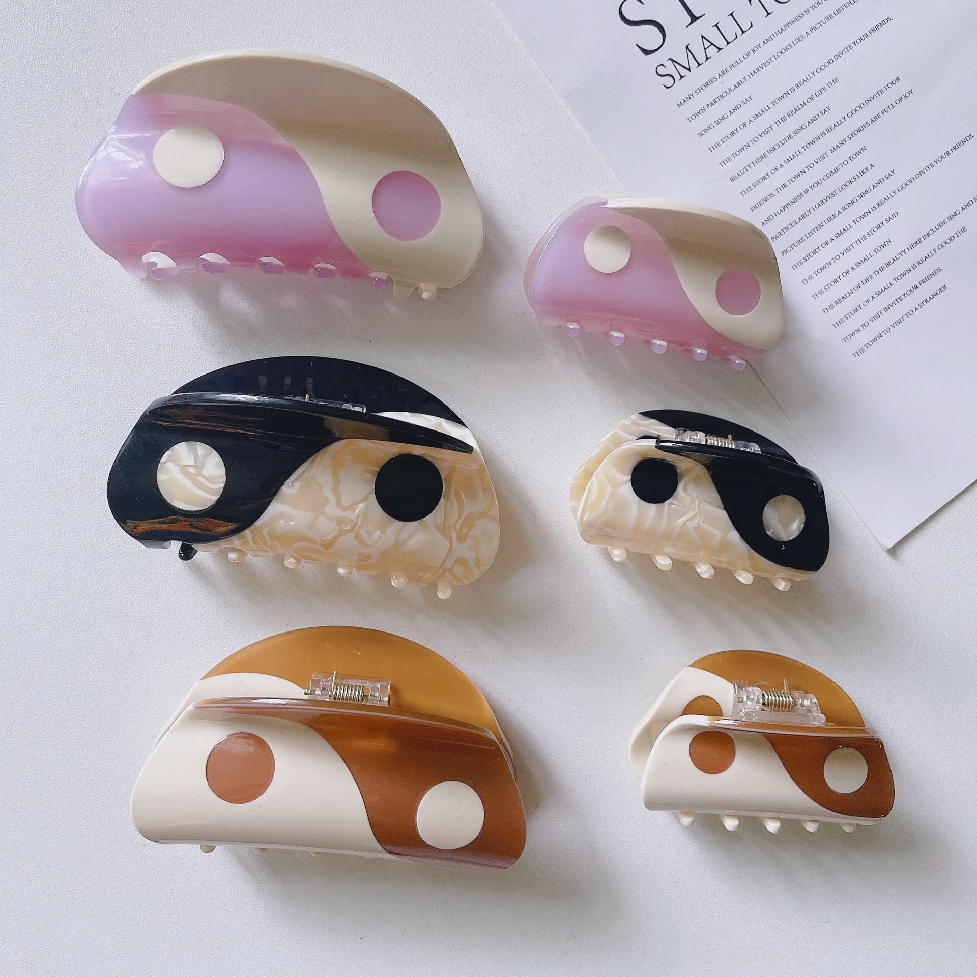 

Brand New 1pc Retro Yin Yang Pattern Acetate Hair Claw Clip Anti slip Strong Grip Claw Clip Women's Headpiece 2025