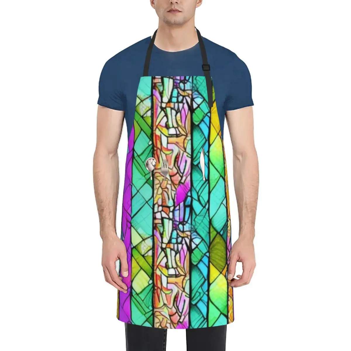 

Rainbow Stained Glass Apron Women's Kitchen Waterproof Kitchen Woman Woman Kitchen Chef Accessory Apron