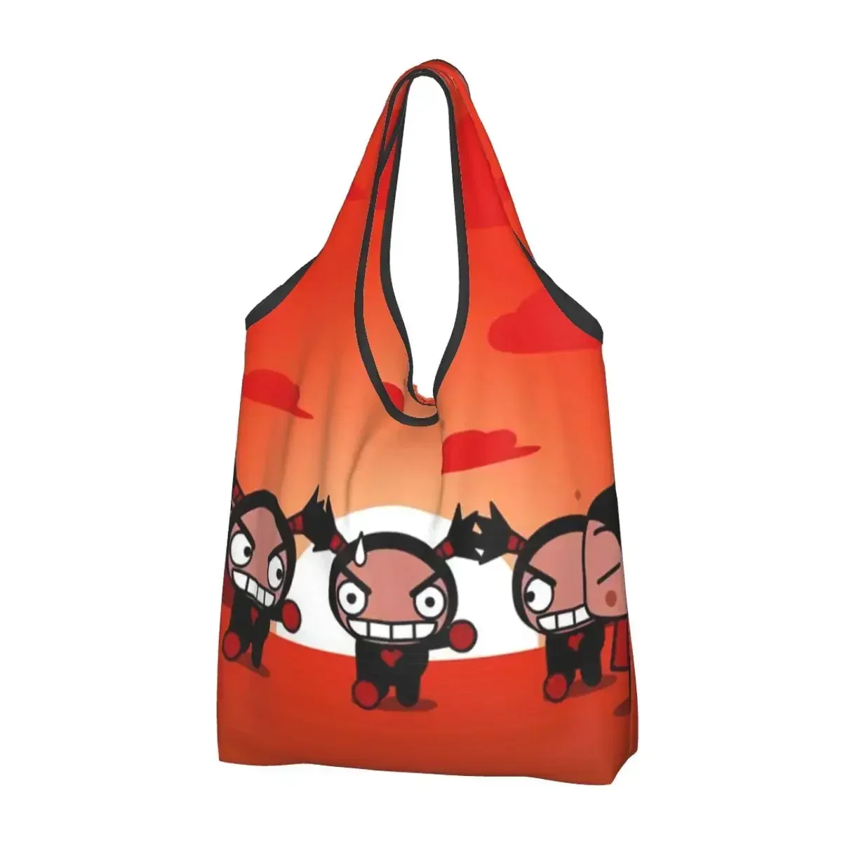 

Kawaii Cartoon Anima Pucca Shopping Tote Bag Portable Groceries Shoulder Shopper