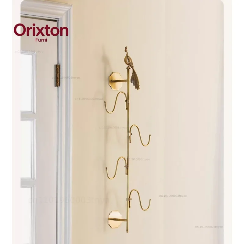 Home Decor Brass Coat Rack Wall-Mounted Luxury Bedroom Clothes Hooks Modern Entryway Hat Coat Hanger Wall Hanging Organizer