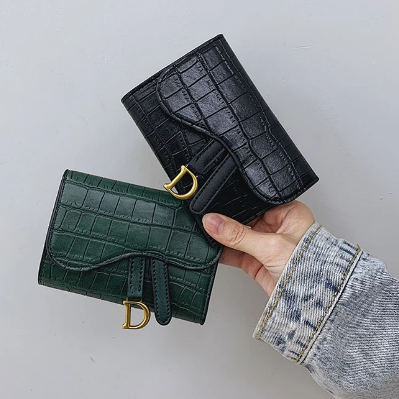 Women\'s Wallet Short 2023 New Korean Style D Letter Buckle Coins Purses Wallet Card Bag Key Wallet Luxury carteras para mujeres