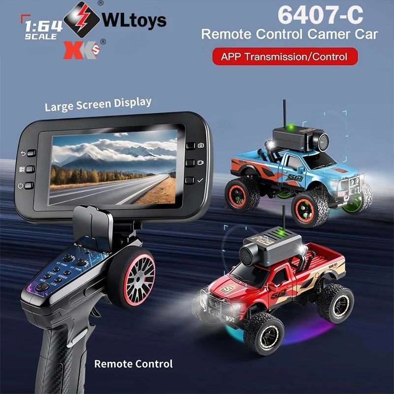 

Радиоуправляемая мини-машинка WLtoys 1/64 для детей 6407 с FPV-камерой 720P, дисплеем, управлением через Wi-Fi и приложение, 2.4G, гоночная модель на пульте управления