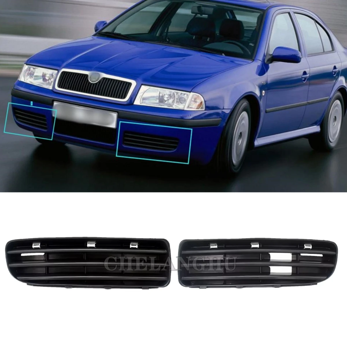 

For Skoda Octavia A4 MK1 2001 2002 2003 2004 2005 2006 2007 2008 2009 2010 2011 Front Bumper Fog Light Cover Cap Grille
