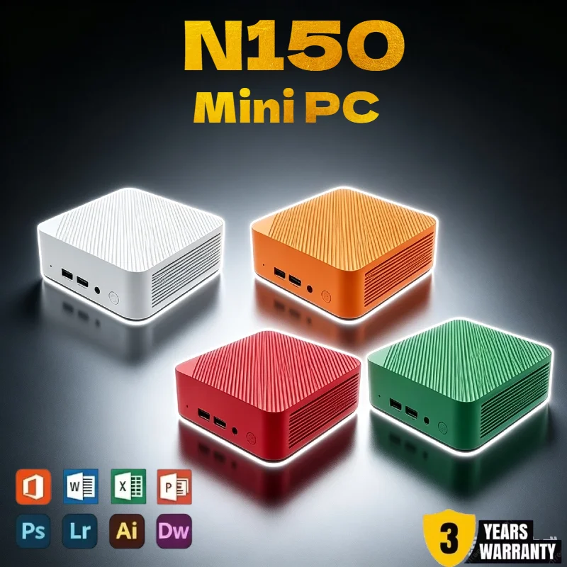 Mini PC Intel Core N150 Silent Mini Computer, Triple 4K Display Output, WiFi6, 16GB RAM NVMe SSD Daily Video Editing Host