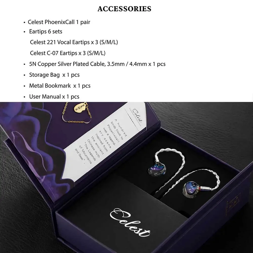 Kinera Celest Phoenixcall 1DD+2BA+2 Micro Planar Drivers HIFI in-Ear Earphones Monitors 5 Hybrid Drivers IEMs with 2Pin Cable