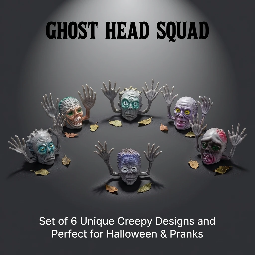 

Portable 12Pcs PVC Soft Ghost Head Zombie Puppets Mini Hand Finger Toy for Halloween Storytelling Party Favors Adult Prop Set