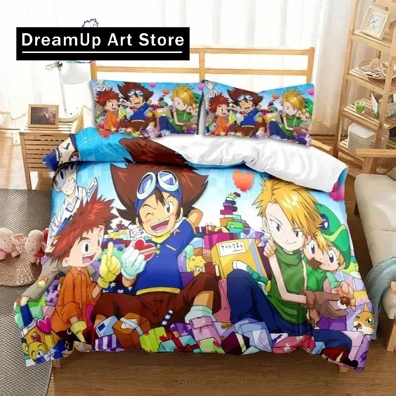 

Digimon Adventure Anime Bedding Set Single Twin Full Queen King Size Bed Set Adult Kid Bedroom Adventure Monster Cartoon Bedding