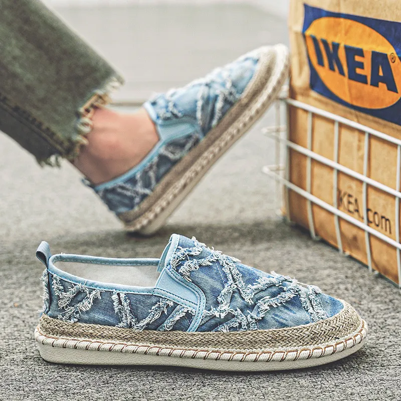 Summer Linen Loafers Men Classic Slip On Causal Shoes Men Espadrilles Canvas Flats Shoes Men Breathable Driving Footwear Male