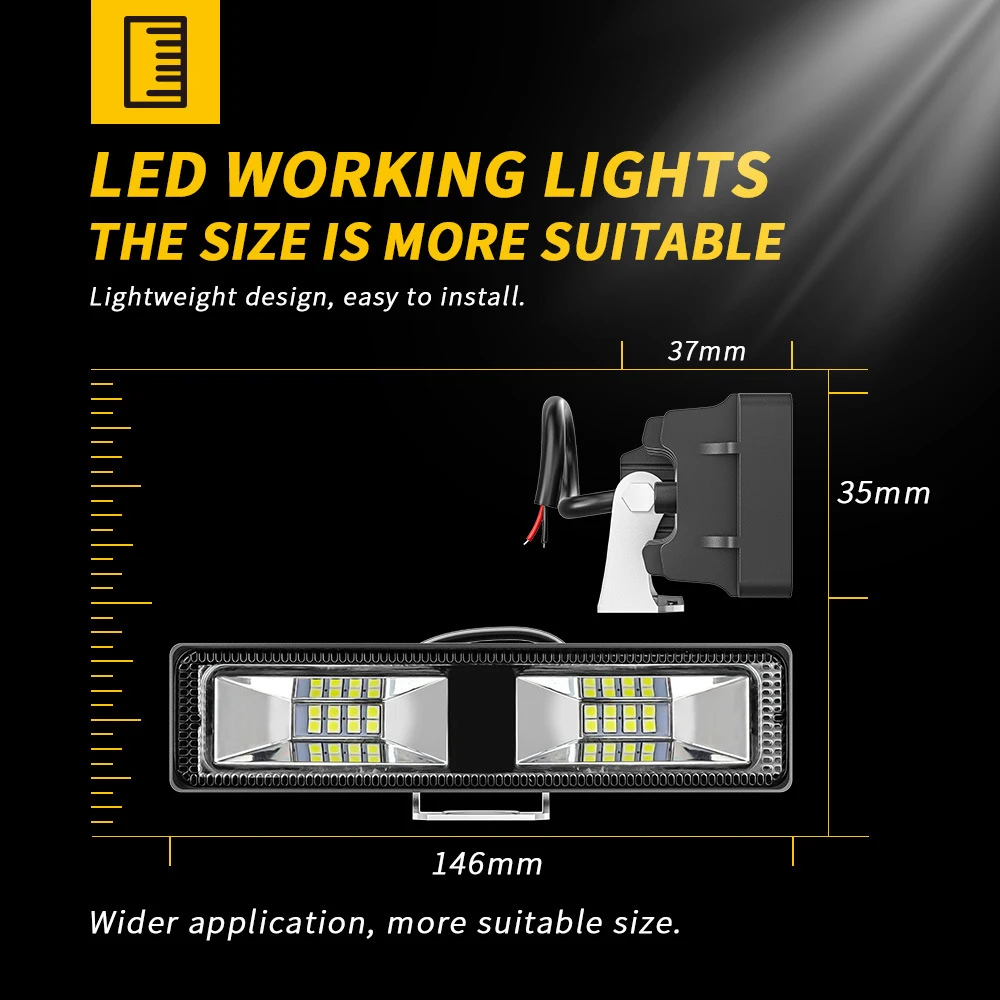 48W Car Work Light LED Bar 4x4 Offroad Spotligh for Truck Tractor SUV ATV Tractor Car LED Headlight Worklight Bar Fog Light