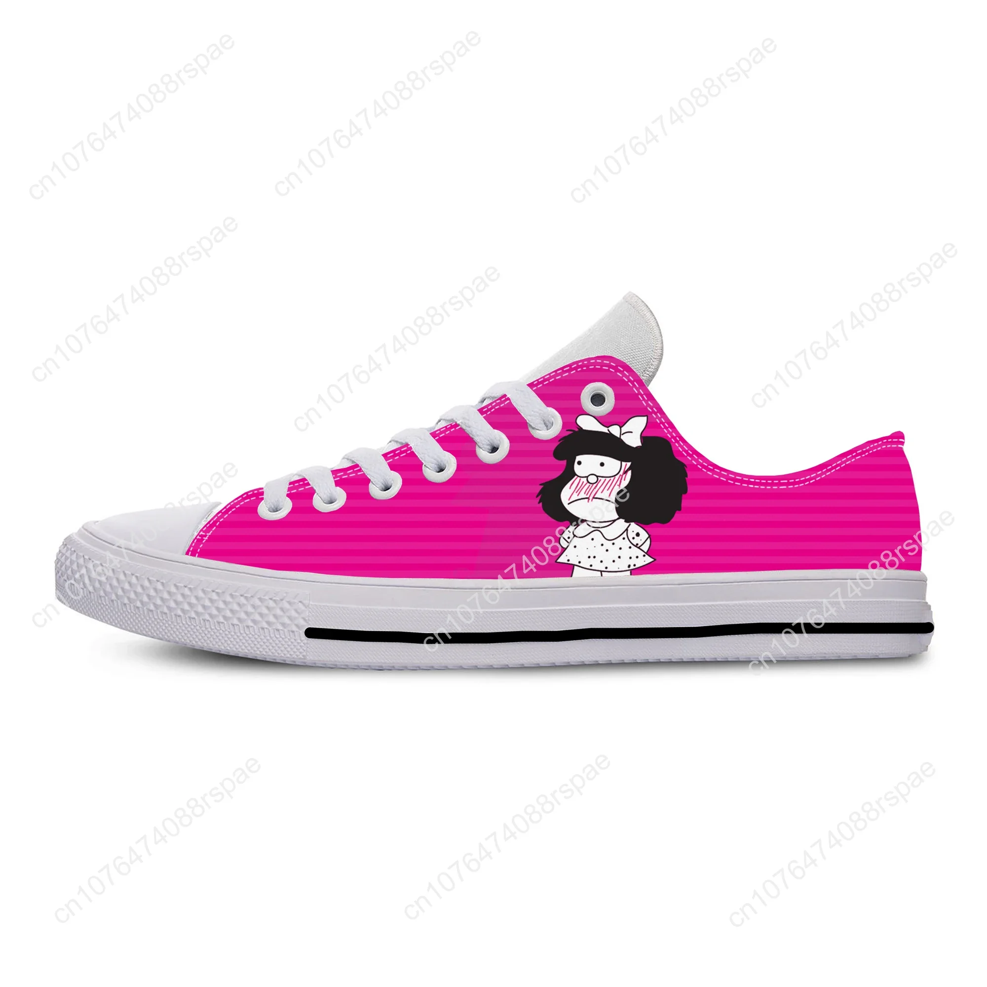 Hete Anime Cartoon Manga Mafalda Schattige Grappige Mode Casual Doek Schoenen Lage Top Ademende Lichtgewicht 3d Print Heren Dames Sneakers