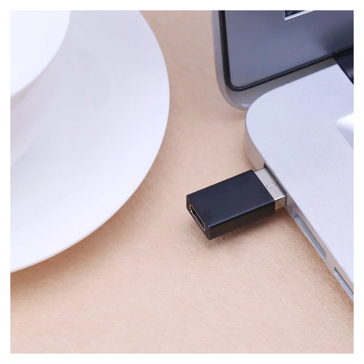 2PCS Mini ABS USB 30 Maschio A Tipo-C Femmina Adattatore OTG USB30 A USB C Convertitore Adattatore per Smartphone Tablet (Nero e Bianco