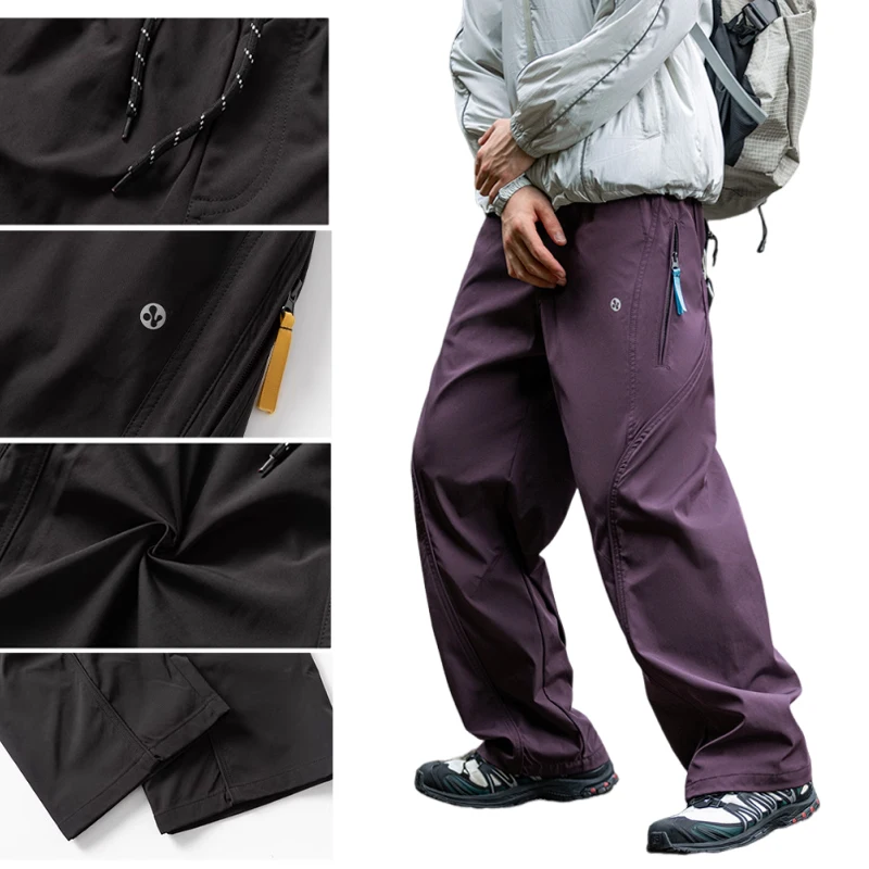 Streetwear Cargo Pants - Waterproof Windproof Fabric with Drawstring Elastic Waist｜Fall 2025 Loose Fit
