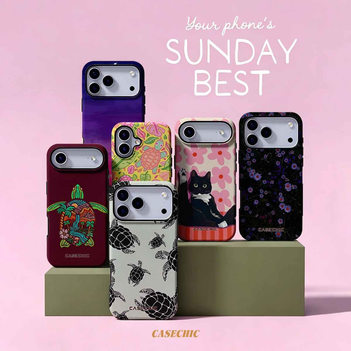 Turtle Silhouette For Samsung Galaxy S26 S25 S24 A56 A36 Phone Case Double-Layer Protection Cover for Women Girl CaseChic