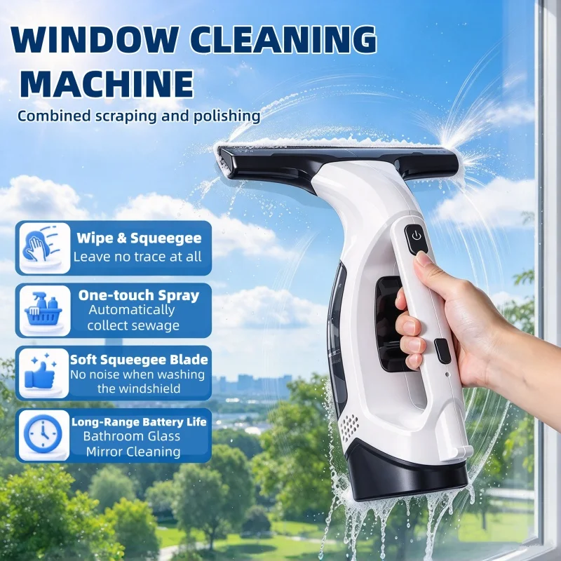 Rechargeable Wireless Glass Cleaning And Window-Cleaning Device, Portable Vacuum Cleaner 3-In-1 Tool For Cleaning And Wiping