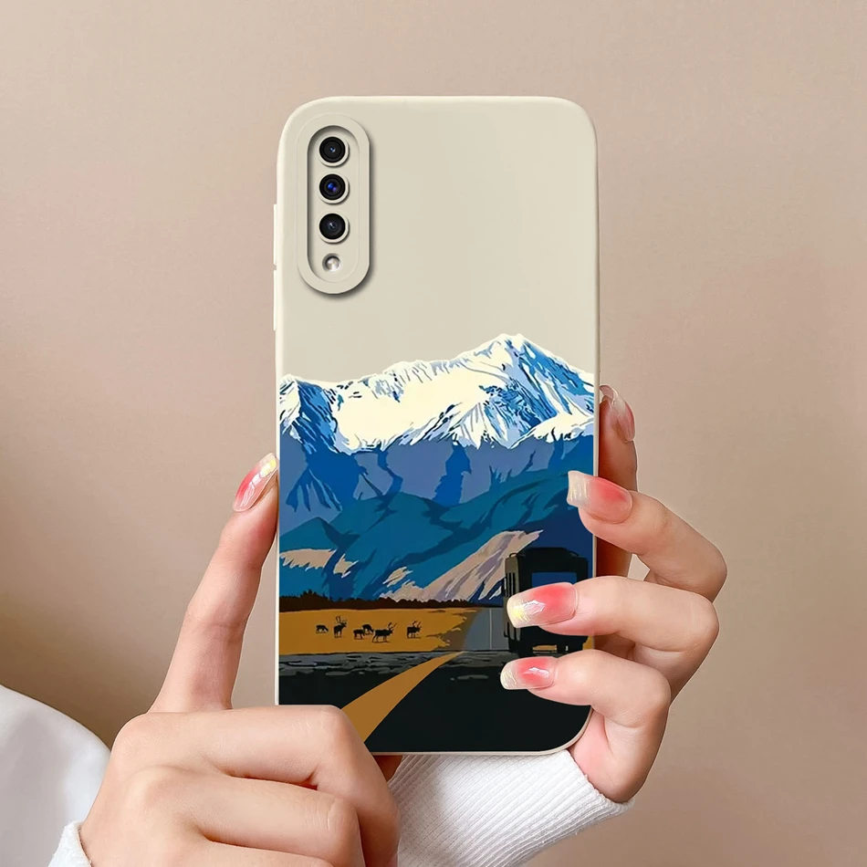 For Samsung Galaxy A50 A50S Phone Case Cartoon Liquid Silicone Full Coverage Anti Drop Shell For Samsung A 50 A50 S Bumper Funda