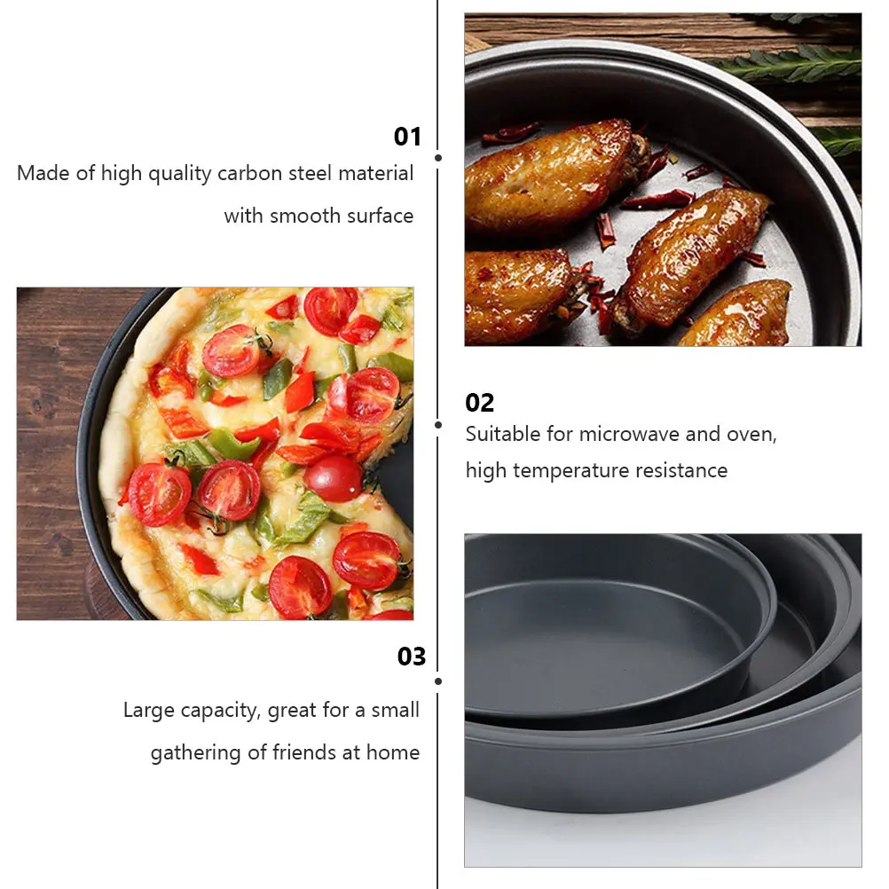 

2pcs Carbon Steel Baking Trays Large Capacity High Temp Resistant Oven Microwave Safe Food Grade Kitchenware For Pizza Steak