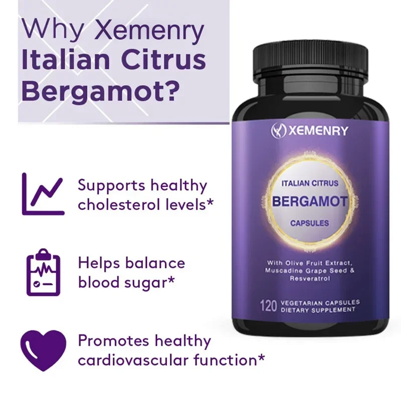 

Bergamot Extract Capsules - Powerful Antioxidant, Maintains Blood Sugar Levels, Supports Heart and Cardiovascular Health Supplem