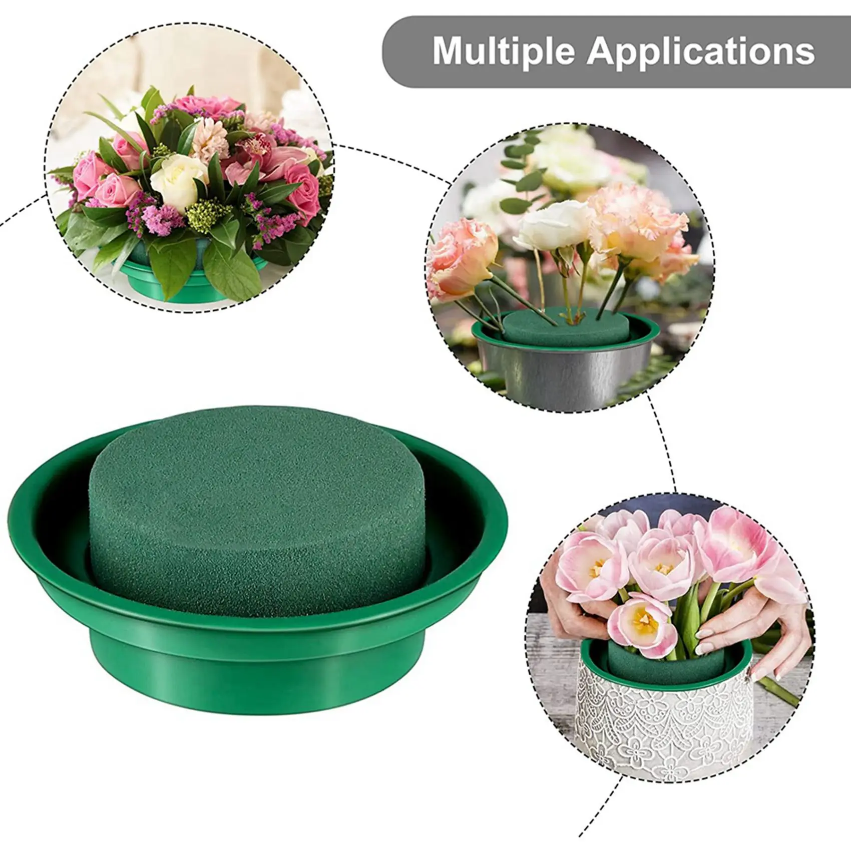 32 Packs Floral Foam Rounds In Bowls DIY Flower Arrangement Kit Green Round Wet Flower Foam Blocks For Artificial Flower-A68E