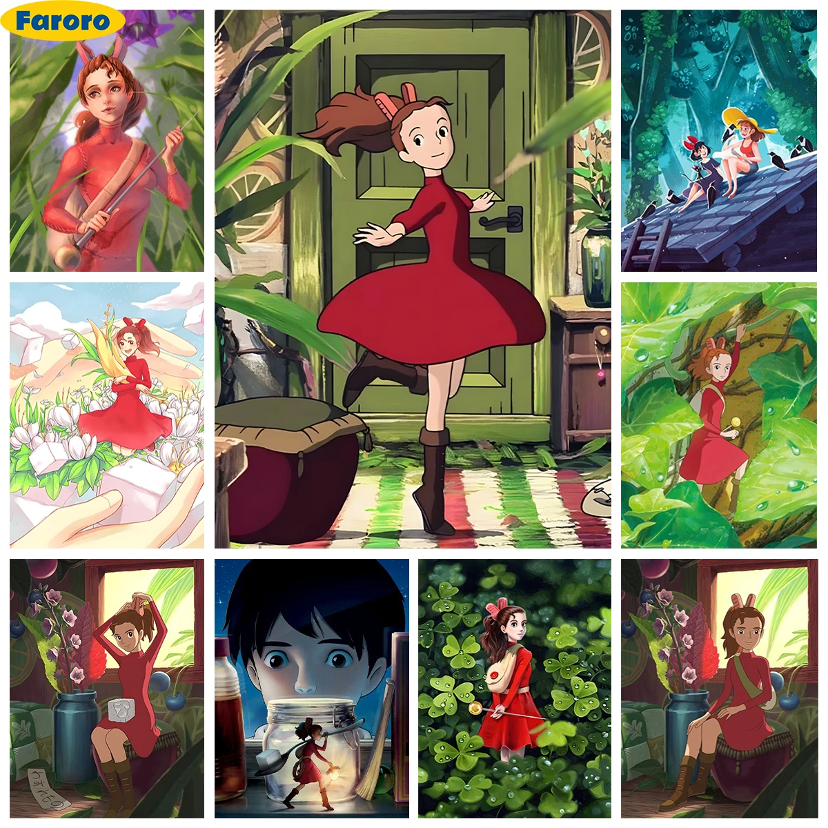 Anime Arrietty 5D Diamond Painting Kit The B-Borrowers Diy Diamond Embroidery Cross Stitch Cartoon Elf Home Wall Decor Kid Gifts