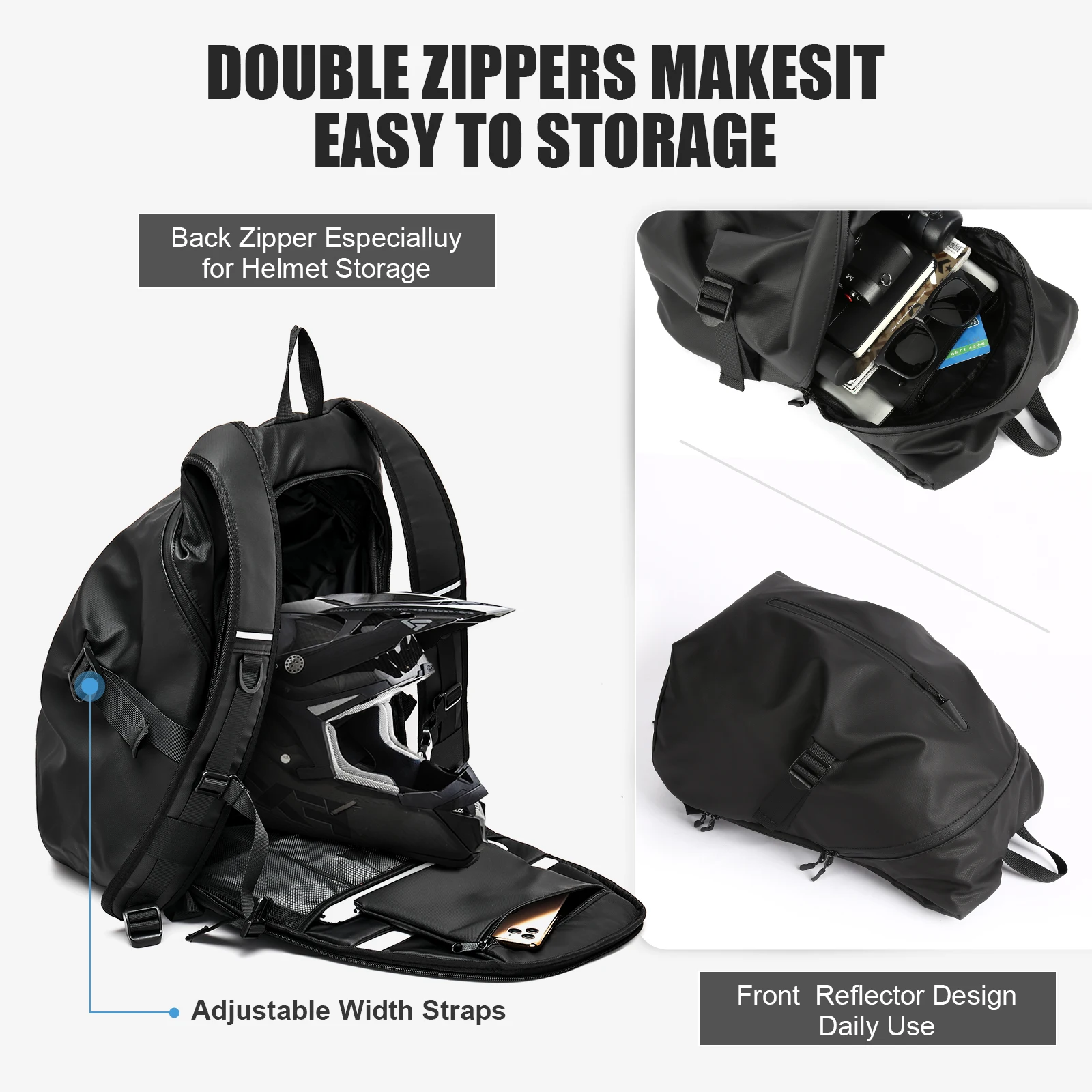 Motorcycle Backpack for Men 40L Waterproof Lightweight Helmet Backpack with Reflective Strip, Motorcycle Accessories, School Bag