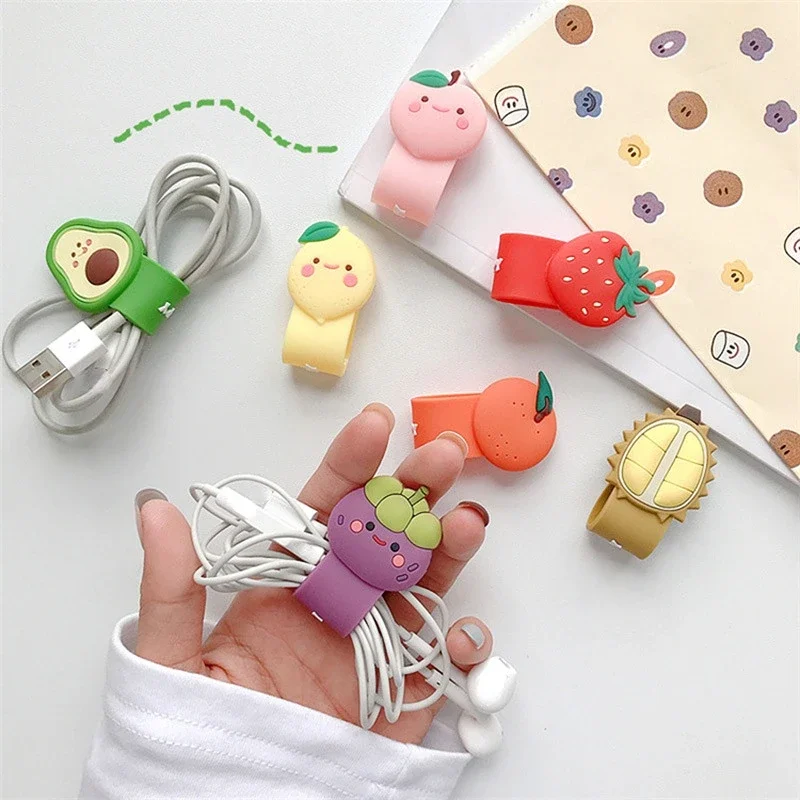 New Silicone Cable Winder Cable Organizer Bookmark Data Line Protector Clip Multi-function Fruit Flower Winder Headphone Storage