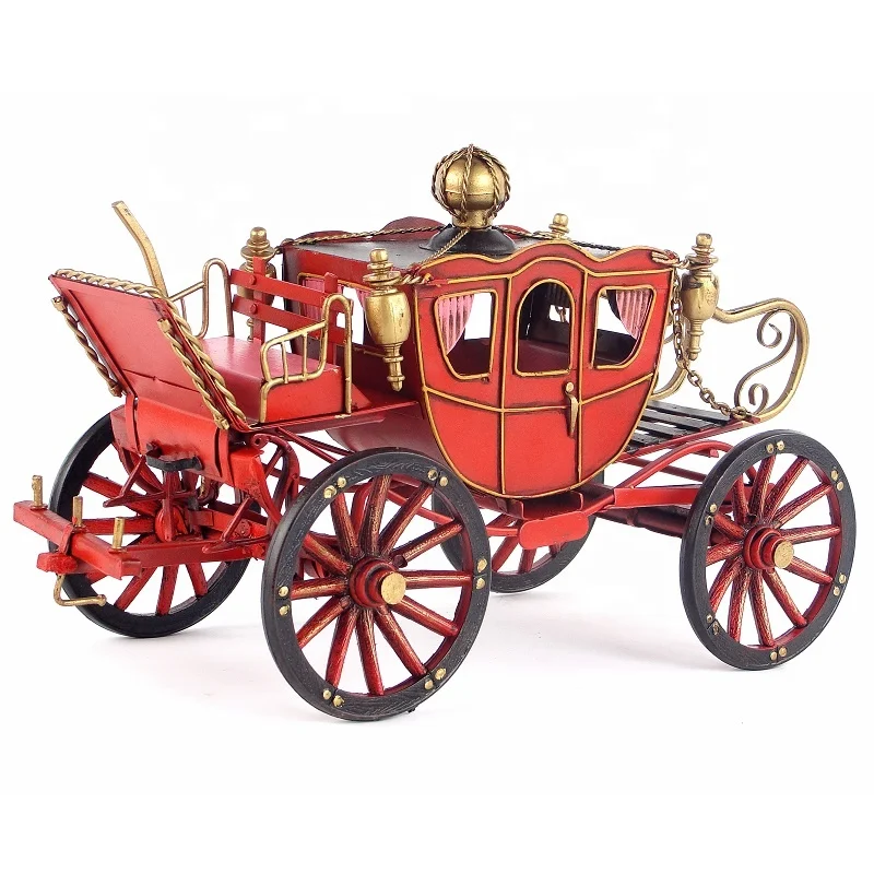 Carriage Handmade Iron Cart Collection Vintage Model 1/18 Classic Decoration Home Bar Cafe Decoration