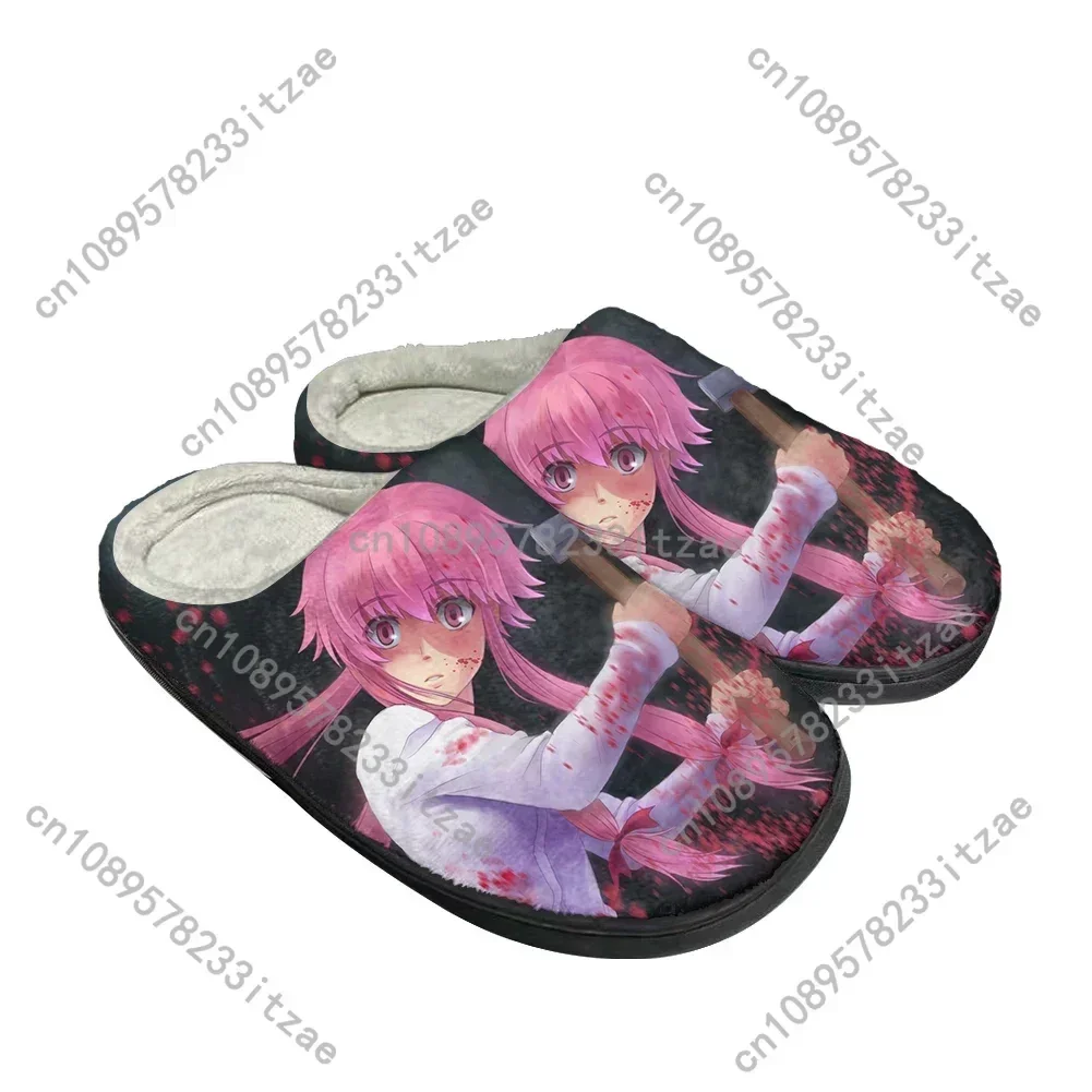 Hot Gasai Yuno Home Cotton Custom Slippers Mens Womens Teenager Latest Bedroom Plush Indoor Keep Warm Shoes Thermal Slipper