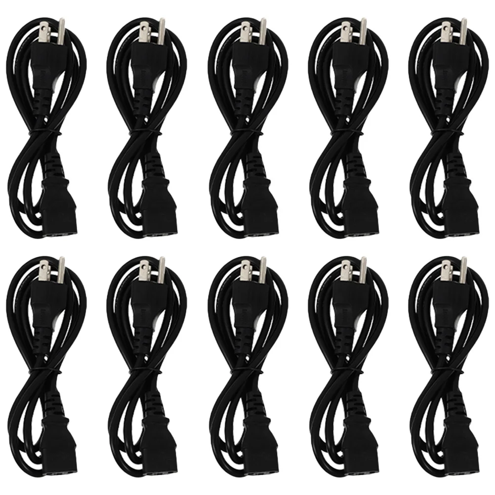 

10Pcs Us Plug Power Cord Pure Copper 3-Prong Power Cable for Desktop Computer Printer Monitor Extension Replacement Wire