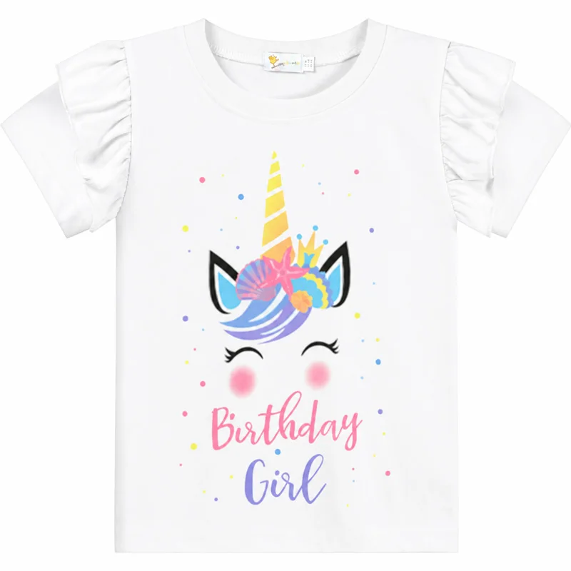 Little Hand Birthday Girl Shirt Toddler Baby Girls T-Shirt 2nd 3rd 4th 5th 6th 7th Birthday Tee Summer Outfit Tops for 2-7Years