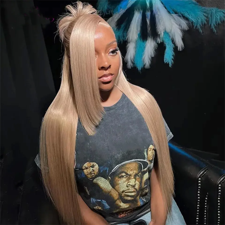 

Парик фронта шнурка 13x6, пепельно-русый, мягкий, предварительно сорванный, 28 дюймов, плотность 180, прямые синтетические свободные части, бесклеевые парики для повседневного ношения