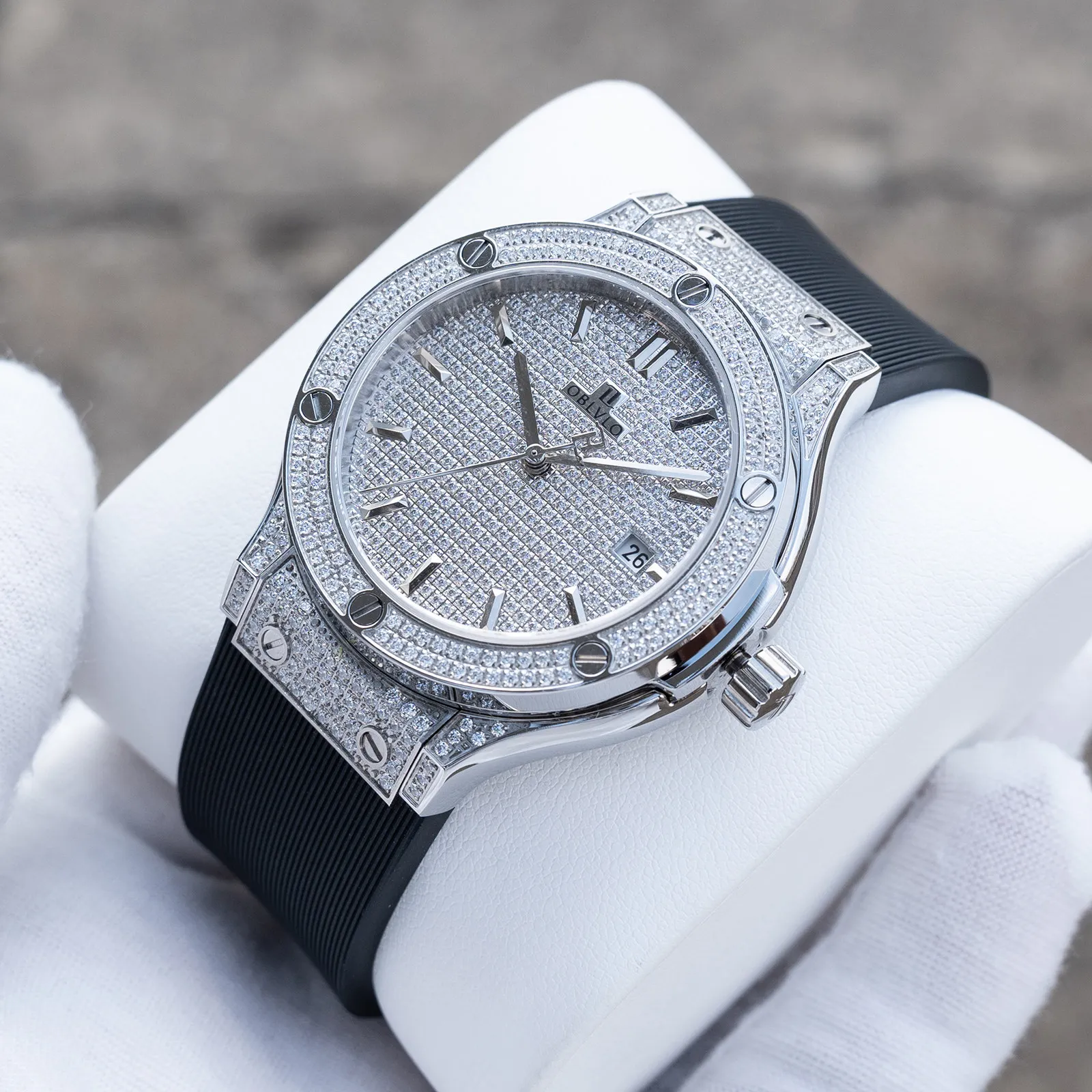 

Мужские автоматические часы OBLVLO, 38 мм, механические наручные часы, водонепроницаемые 5ATM, с сапфировым стеклом, светящимся циферблатом, полностью хрустальным циферблатом, Miyota 8215