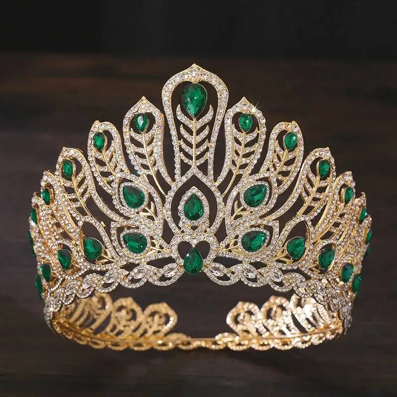 Royal Large Queen Diadem Bridal Crown For Women Pageant Miss Universe Headdress Bride Wedding Dress Hair Jewelry Accessories