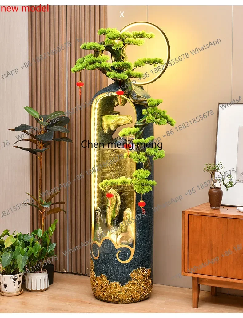 N138Lucky water ornament circulation feng shui wheel welcome pine rockery fountain feng shui ball living room