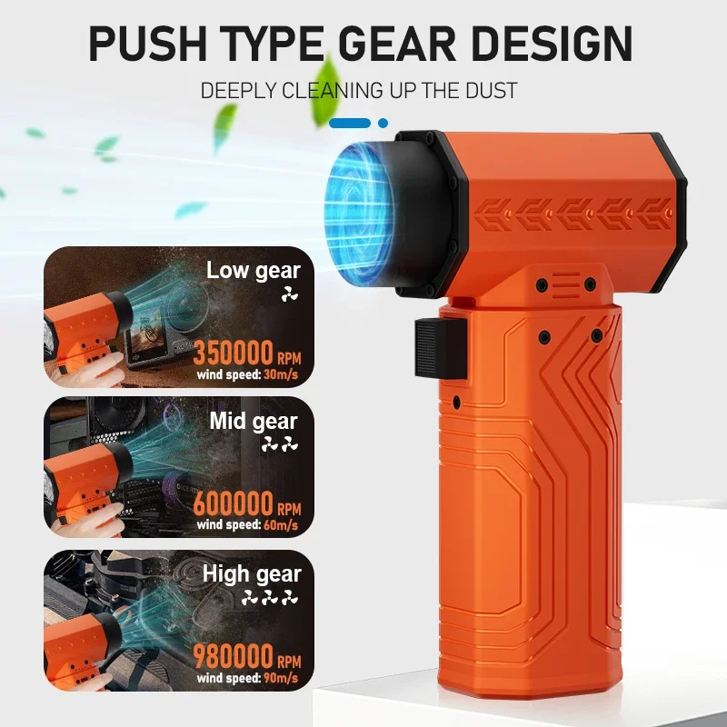 980000RPM High Speed Turbo Jet Fan 75m/s Powerful Violent Blower Brushless Motor USB Rechargeable Electric Air Duster Dust Clean